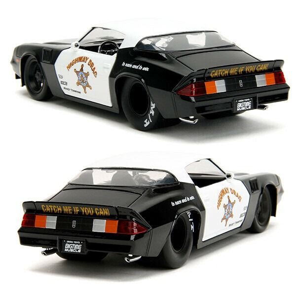 JADATOYS 1979 シボレー カマロ Z28 パトカー 白黒 ミニカー