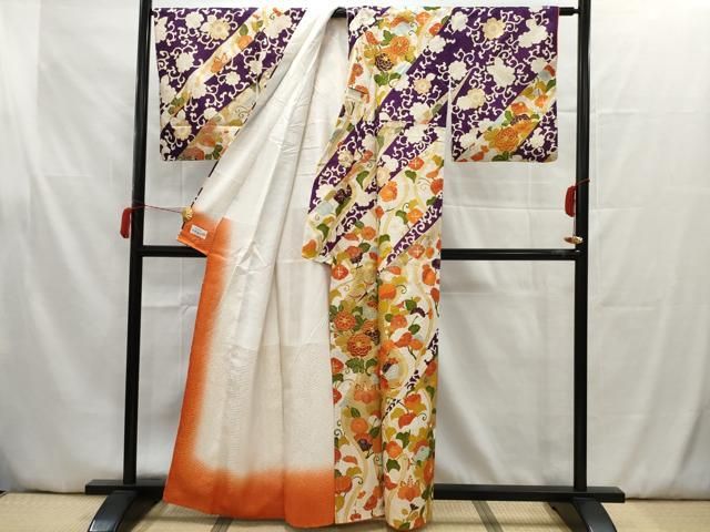 美品 金駒刺繡 正絹 着物“時を超え波に乗り祝福の松竹梅や毬”訪問着P+59 美品 金駒刺繡 正絹 着物“時を超え波に乗り祝福の松竹梅