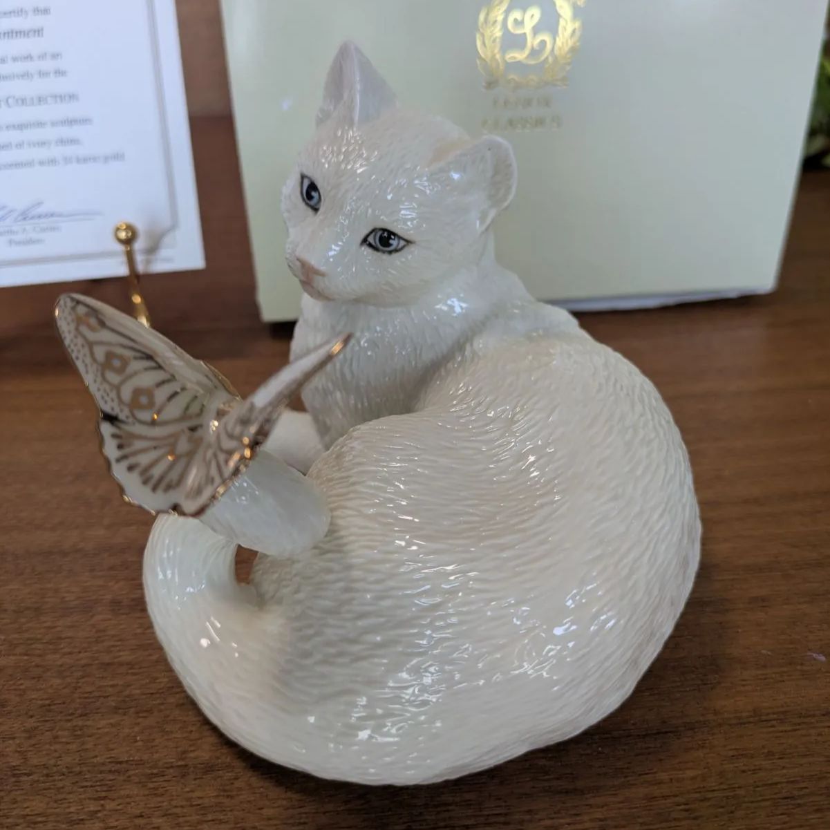 大きなサイズ LENOX レノックスペルシャ猫 陶器 置物 キャット