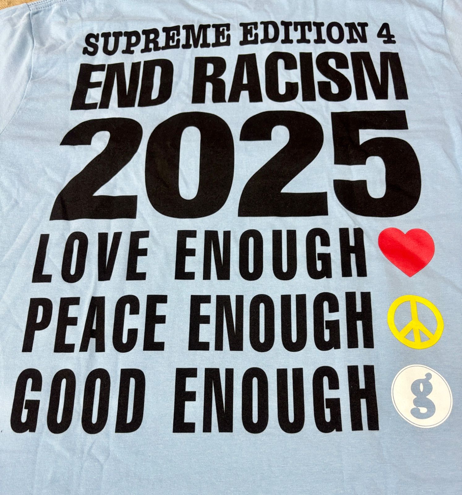 トップス Supreme x GOODENOUGH Tee \"Powder Blue\" Supreme x GOODENOUGH】End Racism T-Shirt Powder Blue -25SS
