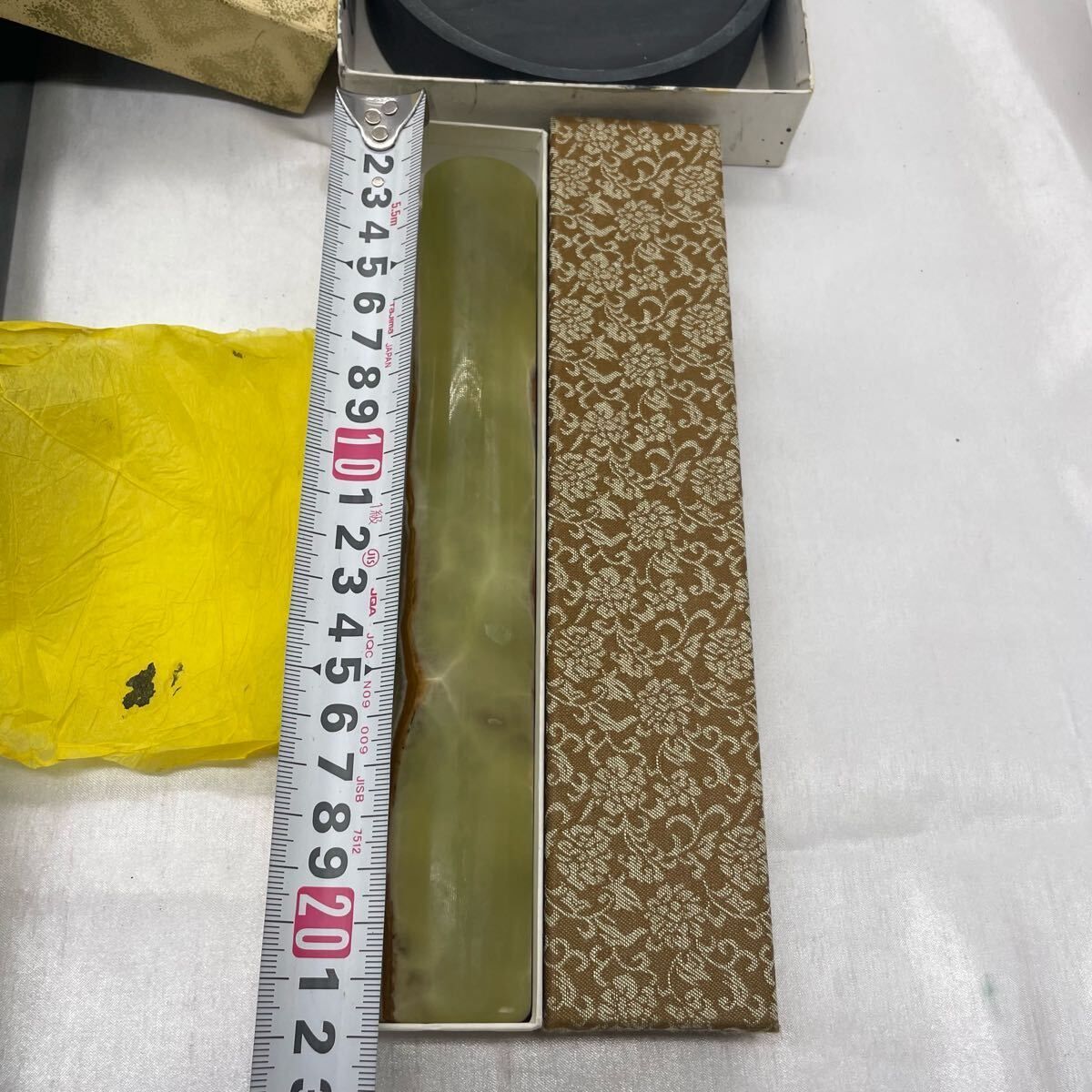 書道具セット 硯箱 墨 硯 筆 青緑石 印材 アンティーク 和文具