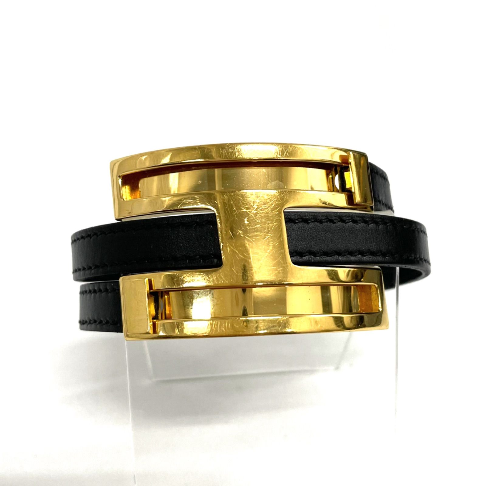 HERMES エルメス プスプス ブレスレット ブラック×ゴールド - メルカリ