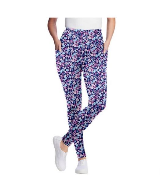 送料無料 ウーマン ウィズイン レディース レギンス ボトムス Plus Size Tall Stretch Cotton Printed Pocket Legging Navy happy ditsy
