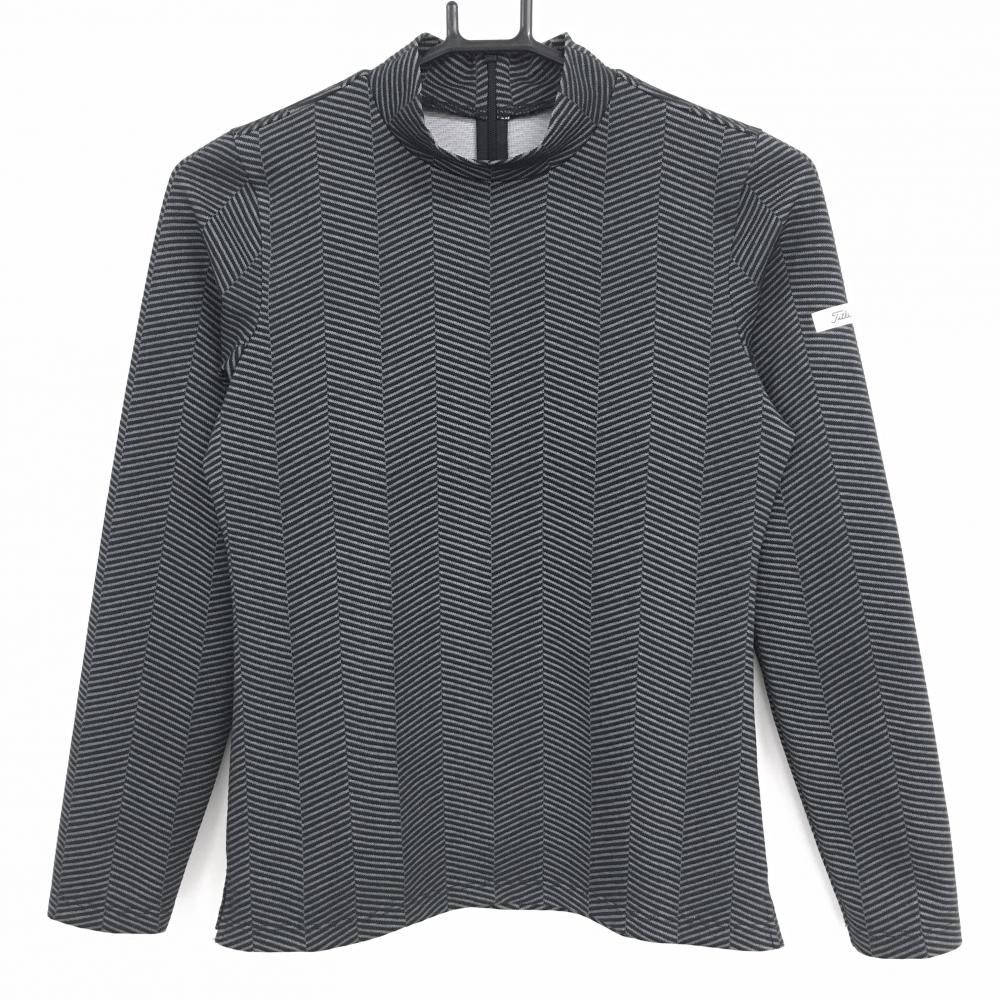 人気SALE，大得価 【超美品】タイトリスト 長袖ハイネックシャツ グレー×黒 ヘリンボーン 後ろハーフジップ レディース S ゴルフウェア TITLEIST シャツ