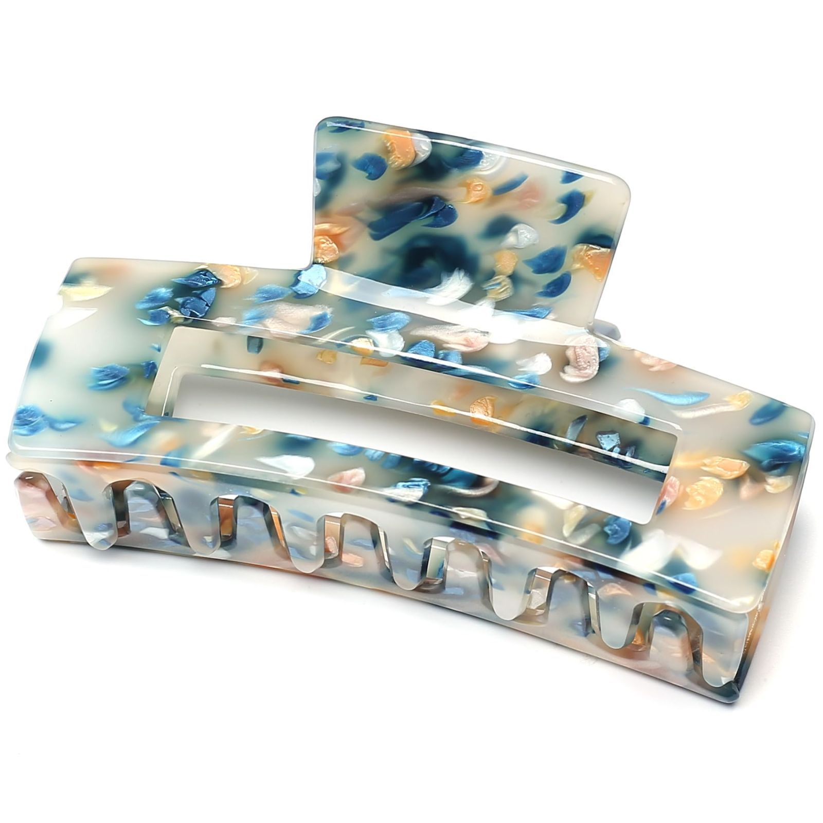 大きめ ブルー ヘアクリップ 髪留め クリップ 青 バンズクリップ 大人 QinGoo ヘア おしゃれ 韓国 レディース 1本 10 5 cm Blue