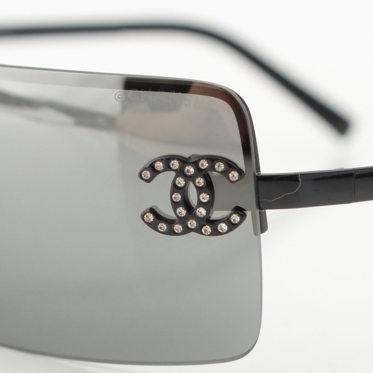 シャネル メタルフレーム ココマーク ストーン スクエア サングラス  