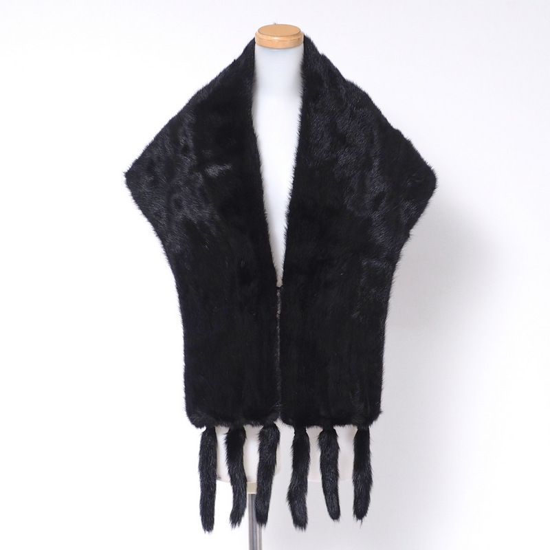 ミンク ショール ストール 黒