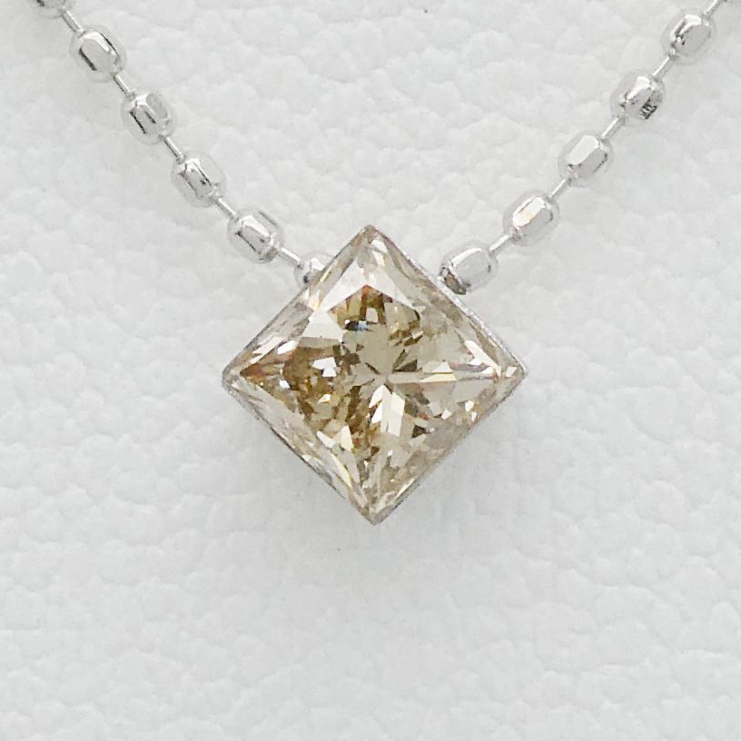 ネックレス K18WG ブラウンダイヤ0.33ct プリンセスカット 1.7g - メルカリ