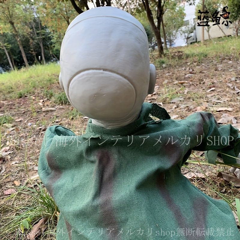 オブジェ ゾンビ スキンヘッド 電動 音が鳴る インテリア 置物