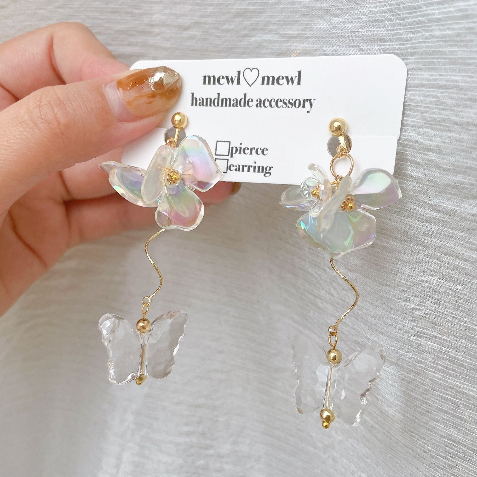 003】ハンドメイドピアス ハンドメイドイヤリング 大ぶりピアス 大ぶり 
