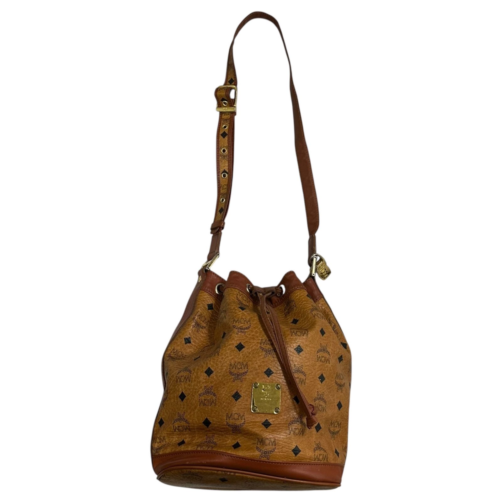 エムシーエム　MCM バケットバッグ 巾着　ベージュ ブラック　肩掛け エムシーエム MCM バケットバッグ 巾着 ベージュ ブラック