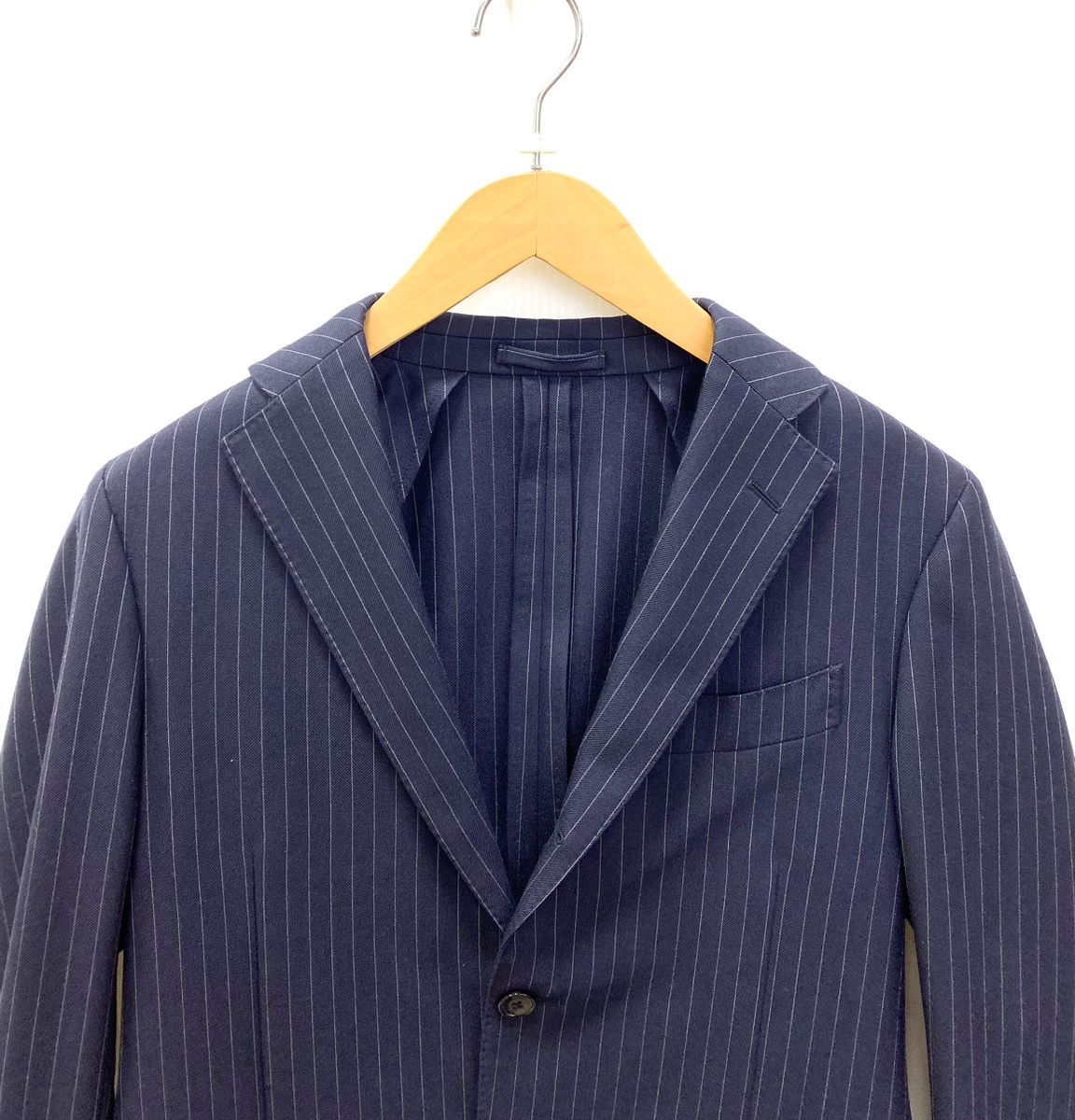 ラルディーニ LARDINI シングルテーラード ジャケット ストライプ JD22485AQ 紺　ネイビー 48サイズ