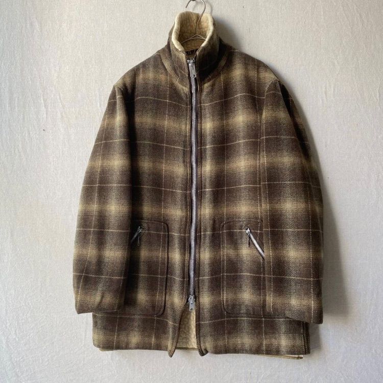 50s 60s PENDLETON ジップアップ ウール コート / チェック ハイネック 