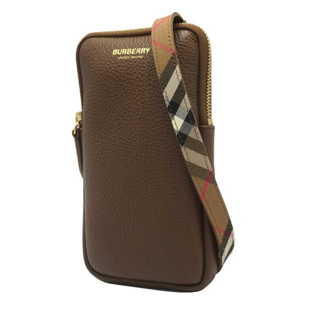 バーバリー ショルダーバッグ BURBERRY PHONE POUCH レザー スマホショルダー 斜め掛け 8084601 EARTH アウトレット レディース