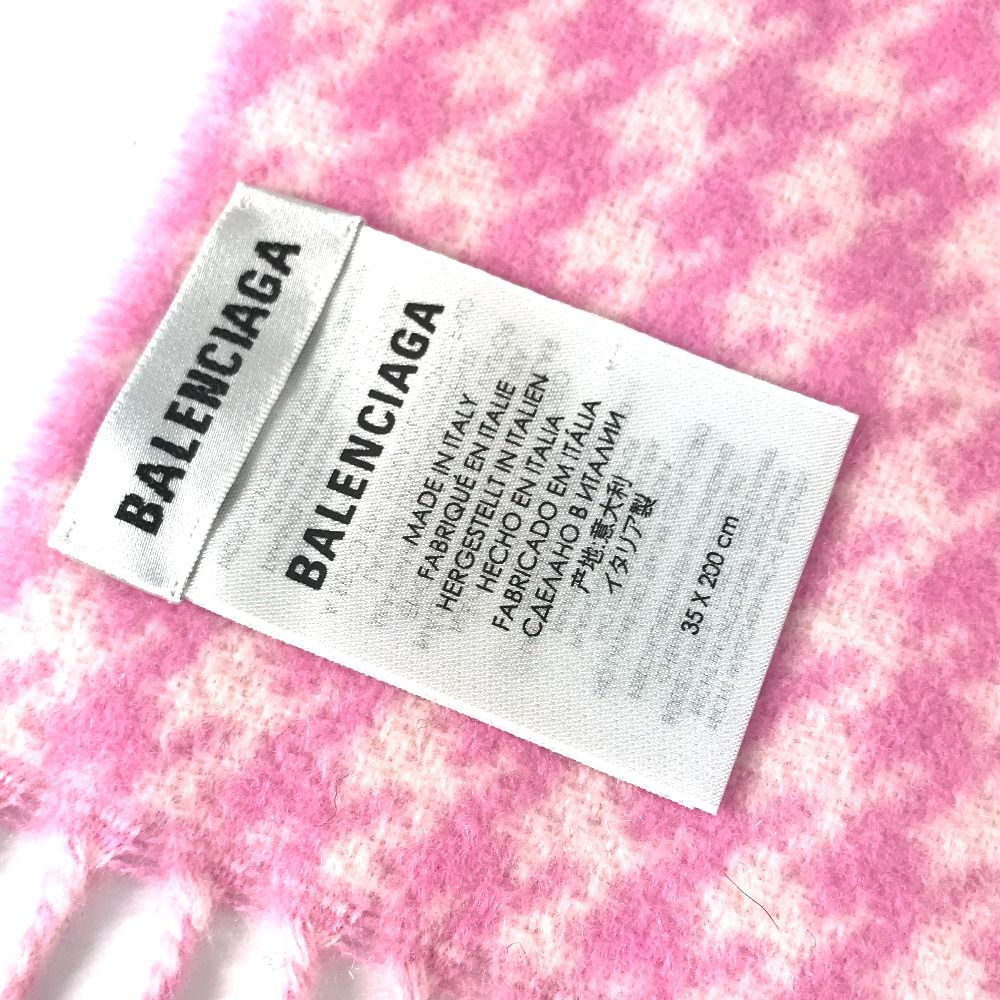 BALENCIAGA バレンシアガ マフラー チェック ロゴ ウール/カシミヤ