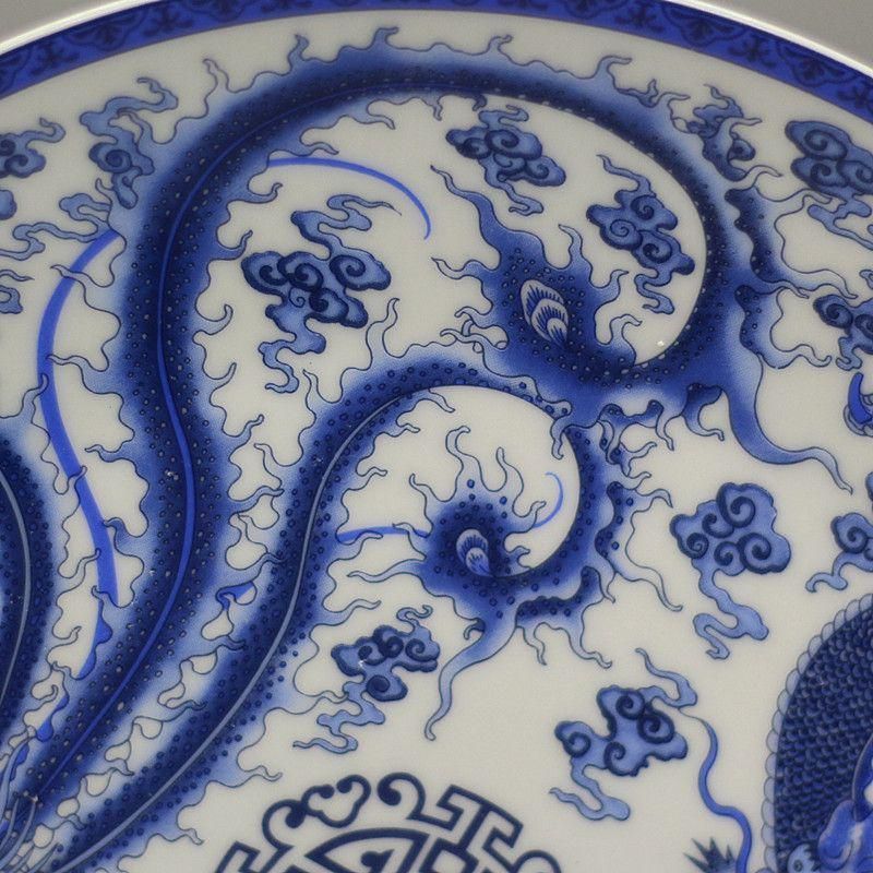 清乾隆青花双鳳紋磁器皿 景徳鎮 陶磁器 装飾品 現代工芸品 美術品 置物 大清乾隆龍鳳呈祥青磁皿 景徳鎮 陶磁器 装飾品 現代工芸品美術品