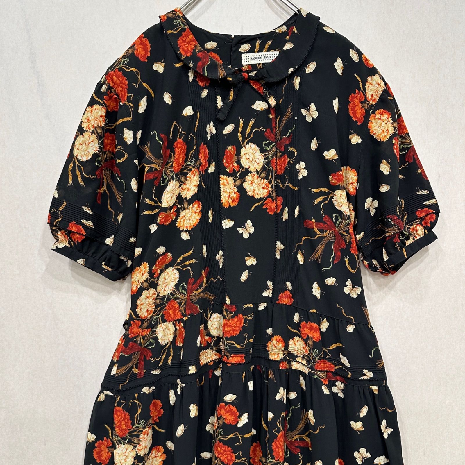 美品】カネコイサオ KANEKO ISAO 花柄 ブーケ バタフライ
