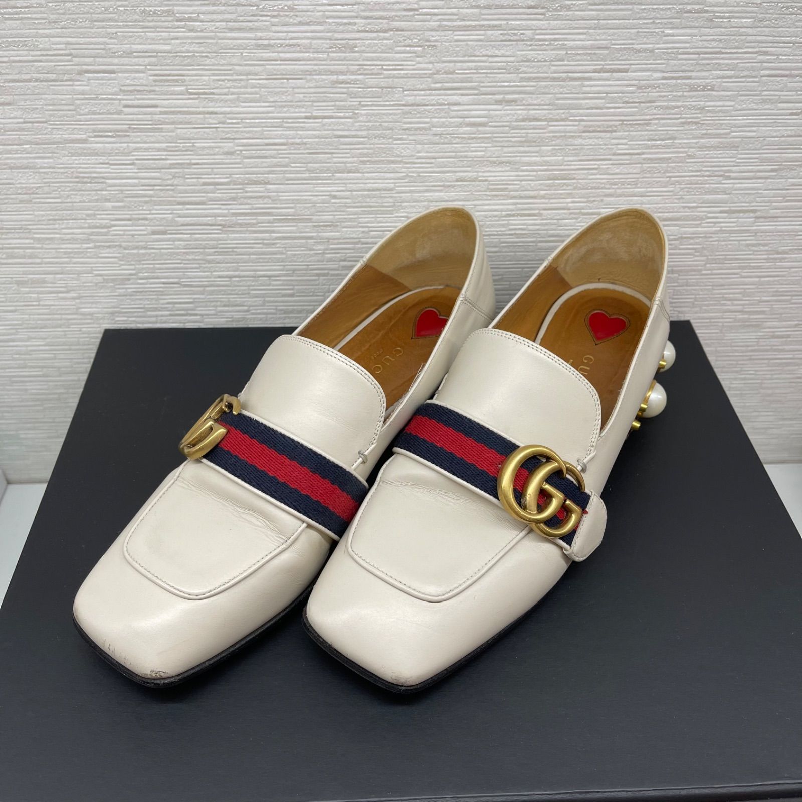 美品】GUCCI グッチ GGマーモント ウェブライン フェイクパール