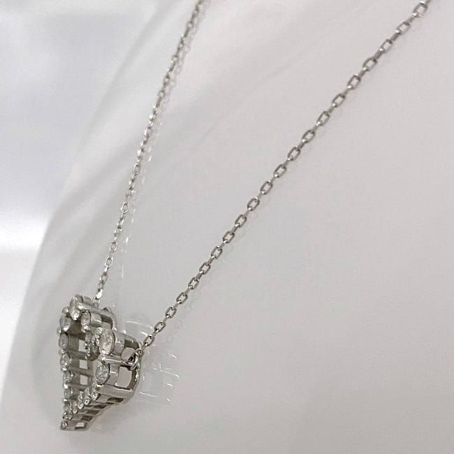 ハート ネックレス ホワイトゴールド WG f-20513 美品 ダイヤ - メルカリ