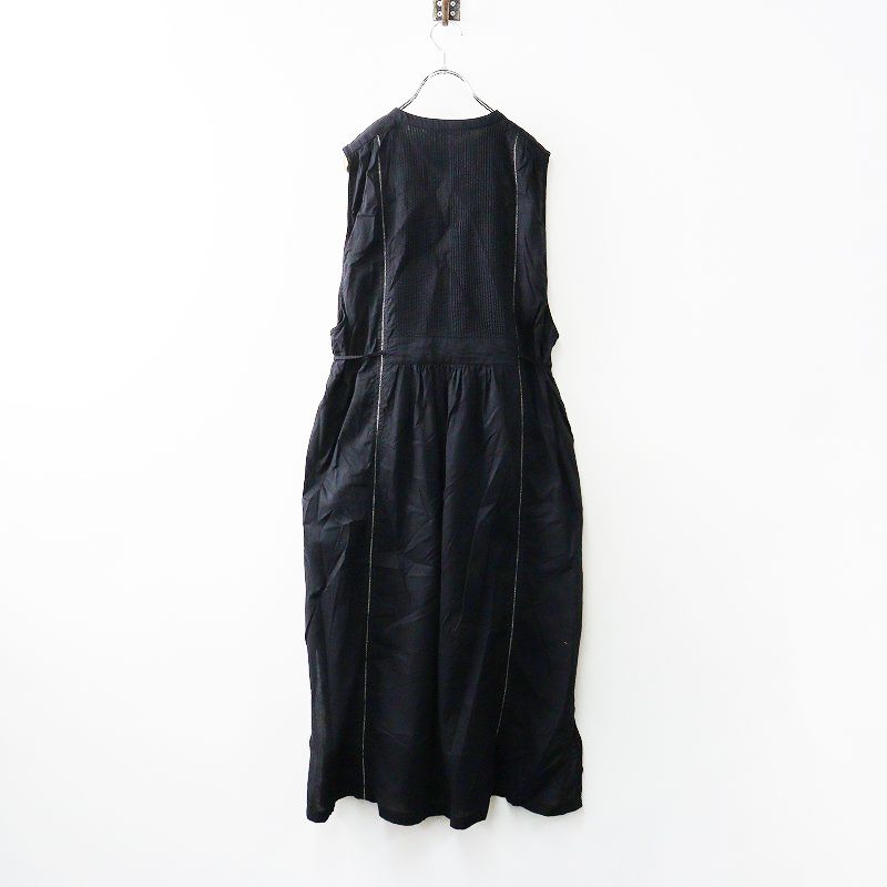 2025SS ポルテデブトン Porter des boutons ラダーエンブロイダリーワンピース ブラック ノースリーブ ドレス 刺繍 2400014623284