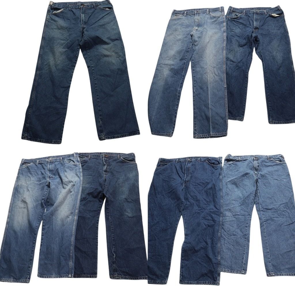古着卸 まとめ売り ディッキーズ デニム パンツ 7枚セット (メンズ 50 /42 /40 /38 ) インディゴブルーライトブルー ワーク系 MX5339