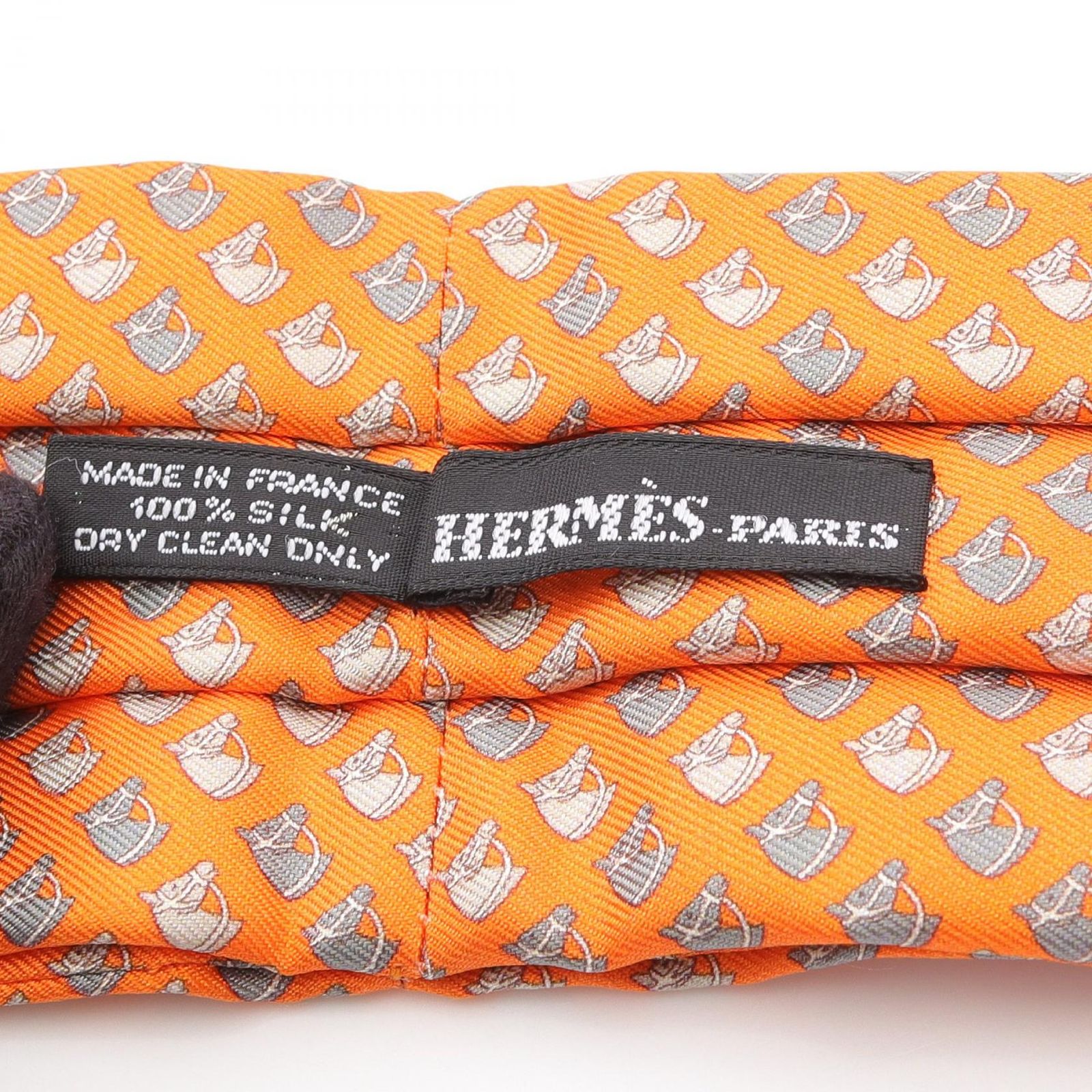 エルメス HERMES ネクタイ アスコットタイ オレンジ系 シルク