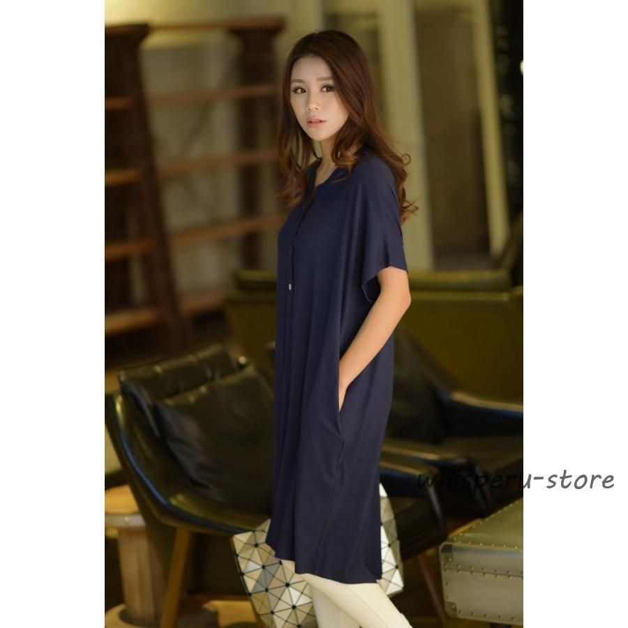 送料無料ワンピース 夏 膝丈 レディース 半袖 カジュアル チュニック