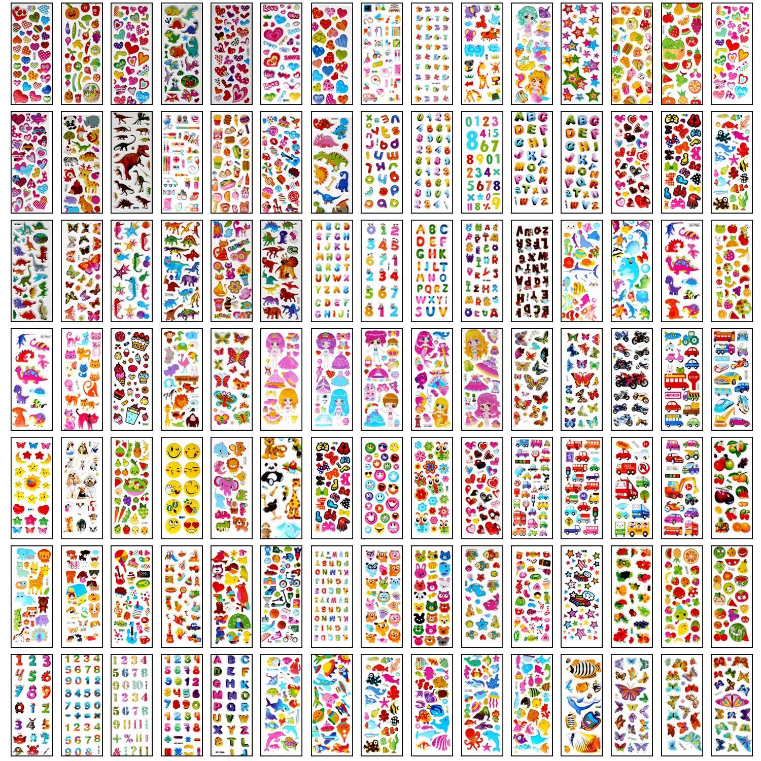 100枚セット かわいい 子供 3D 防水 種類いろいろ ご褒美 ステッカー子供たちに報いる シール VEYLIN