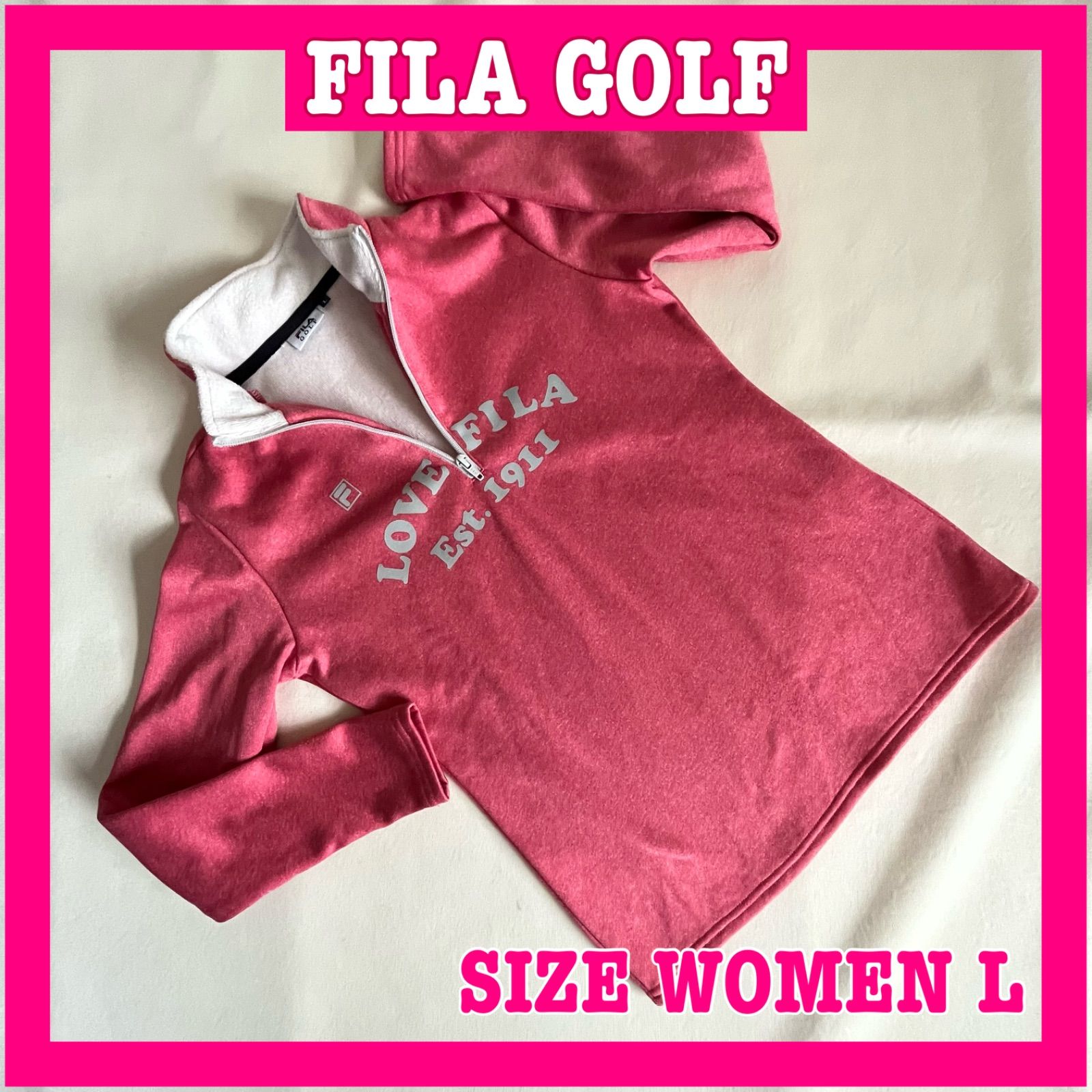 交換無料 新品 FILA GOLF フィラゴルフ 裏起毛鹿の子ハーフジップシャツ