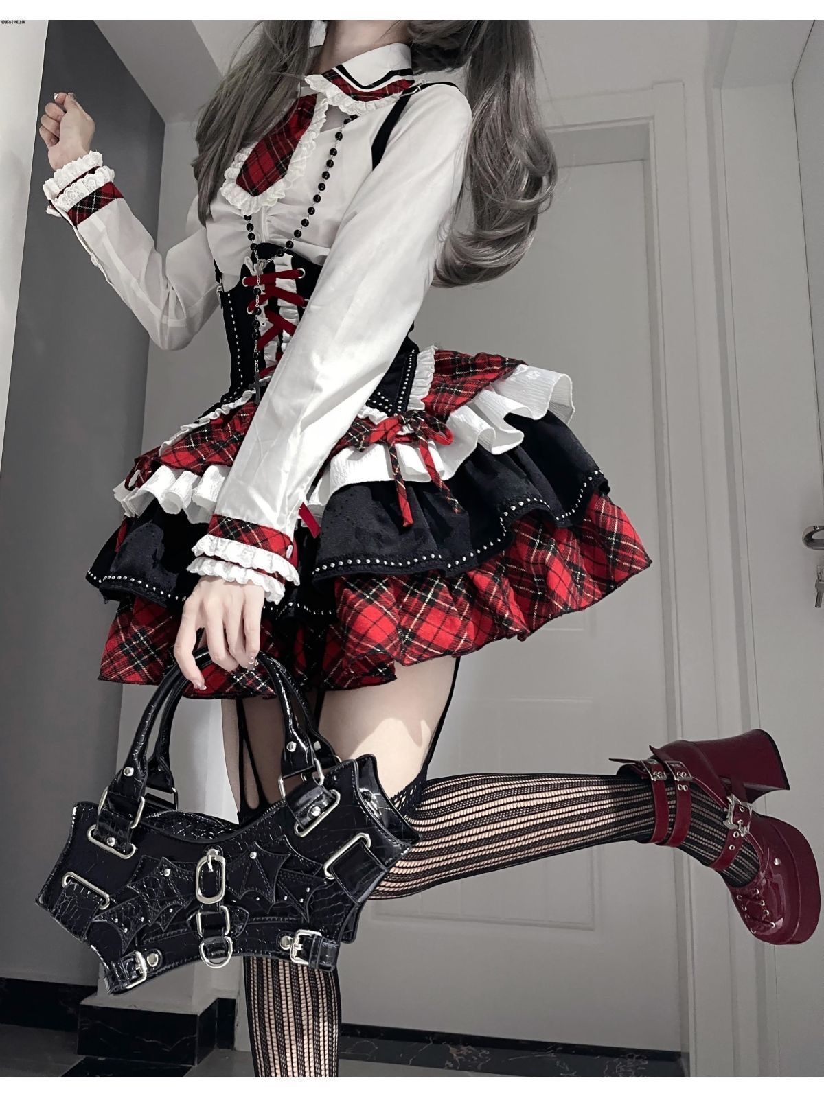 日*1様 ゴスロリ・ロリータ コスプレ衣装 黒 ゴスロリ 黒 ロリータ ミニスカートセット コスプレ