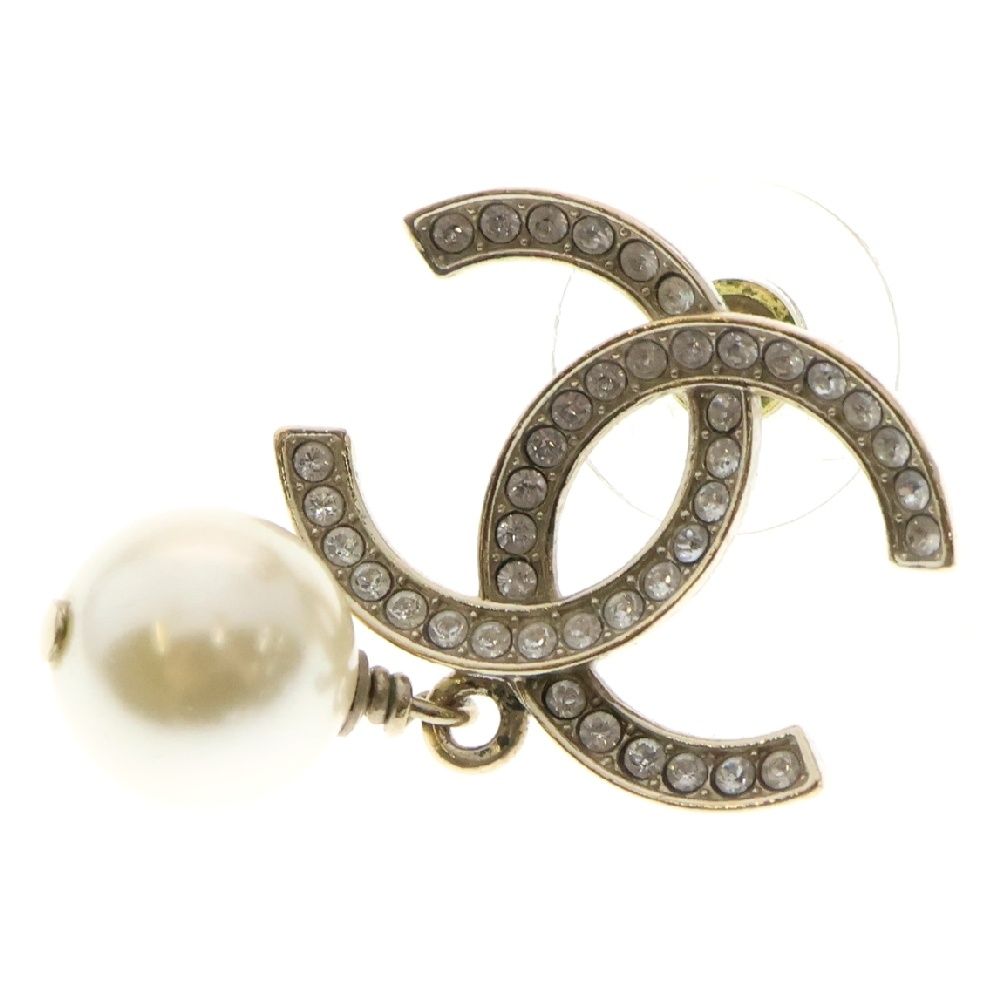 CHANEL シャネル Rhinestone Pearl earrings ココマーク ラインストーン パールピアス レディース ゴールド 片耳のみ