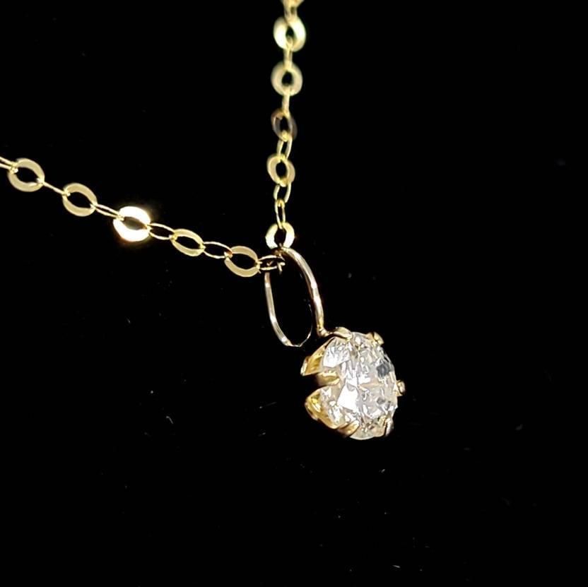 0.3ct ダイヤモンド K18 YG 一粒 6本爪 ネックレス 鑑別書付 