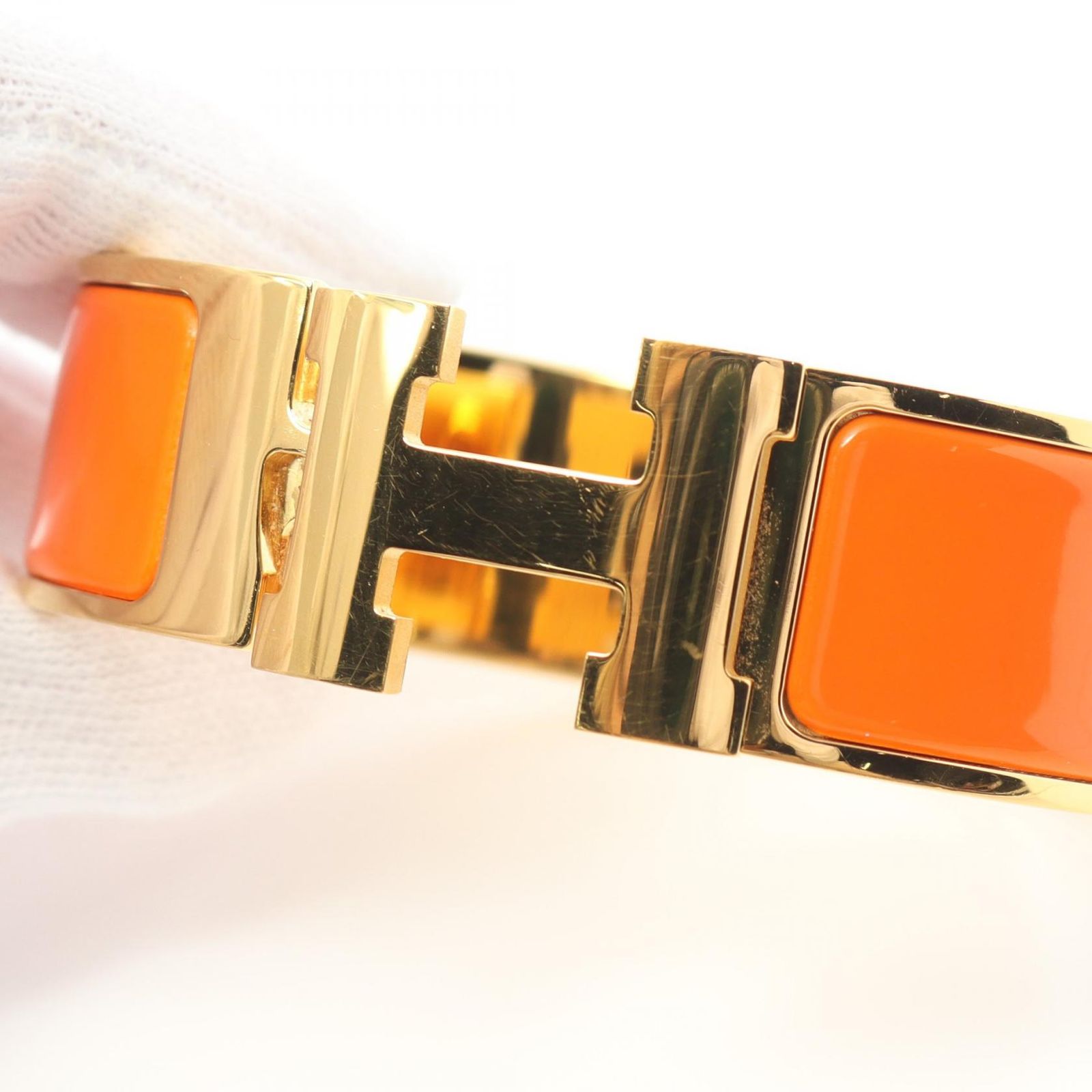 美品　破格　エルメス クリッククラック バングル ゴールド オレンジ 810000116043000-7_aeb58592-