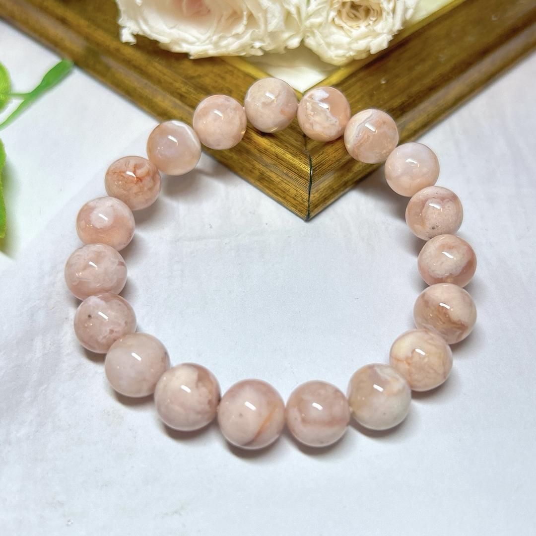 E5444】A桜アゲート＊10㎜＊ブレスレット＊Cherry blossom agate 