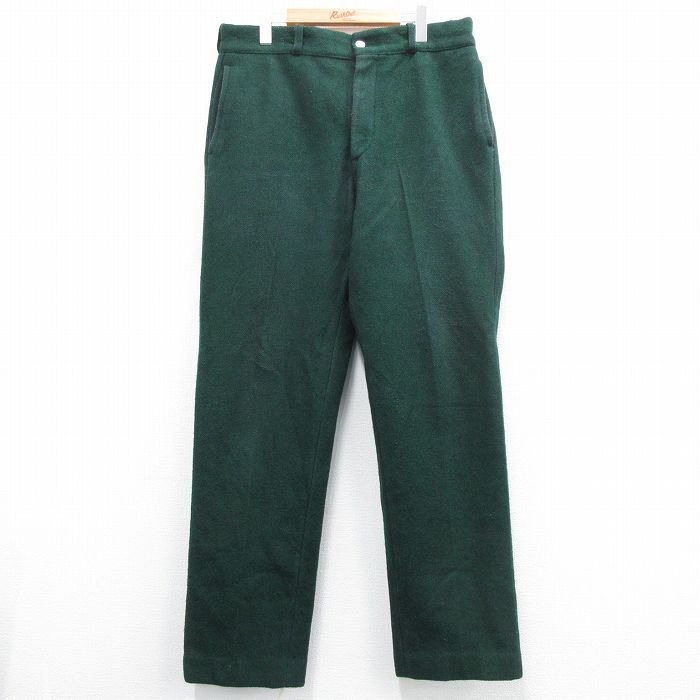W35/古着 ジョンソン パンツ メンズ 80s ウール 緑 グリーン 23dec25 中古 ボトムス ロング