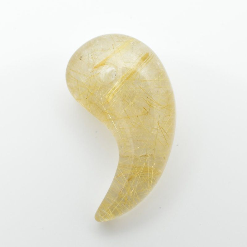 うる艶勾玉に優しく広がる金の針が美しい 人気 勾玉 ゴールド ルチル クォーツ 一点物 KMr75 お守り効果 力が宿る パワーストーン 勝負運 金運 目標達成 プレゼント 守護石 京海堂 天然石の卸 京の蔵