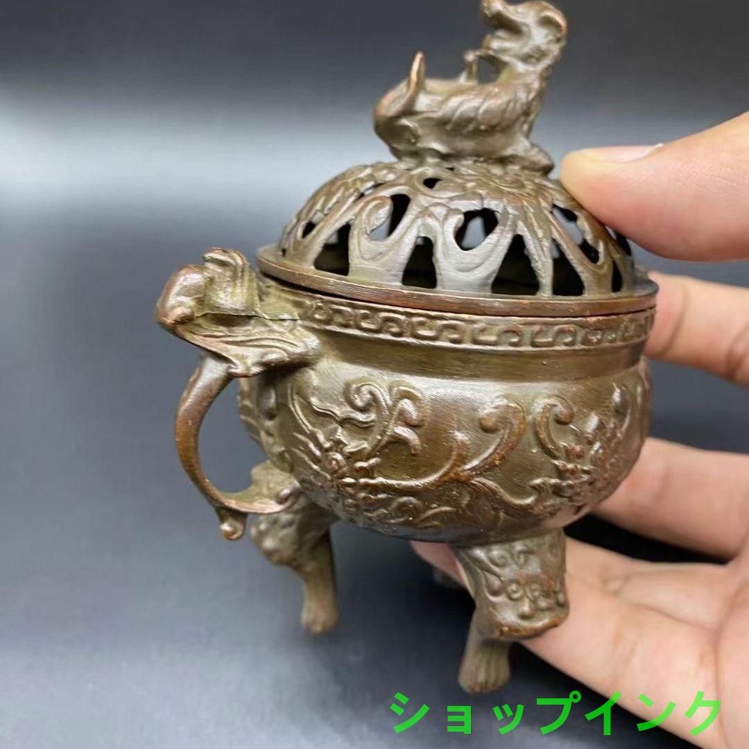 瑞獣獅子銅香炉 香道具 工芸品 美術品 置物 - メルカリ