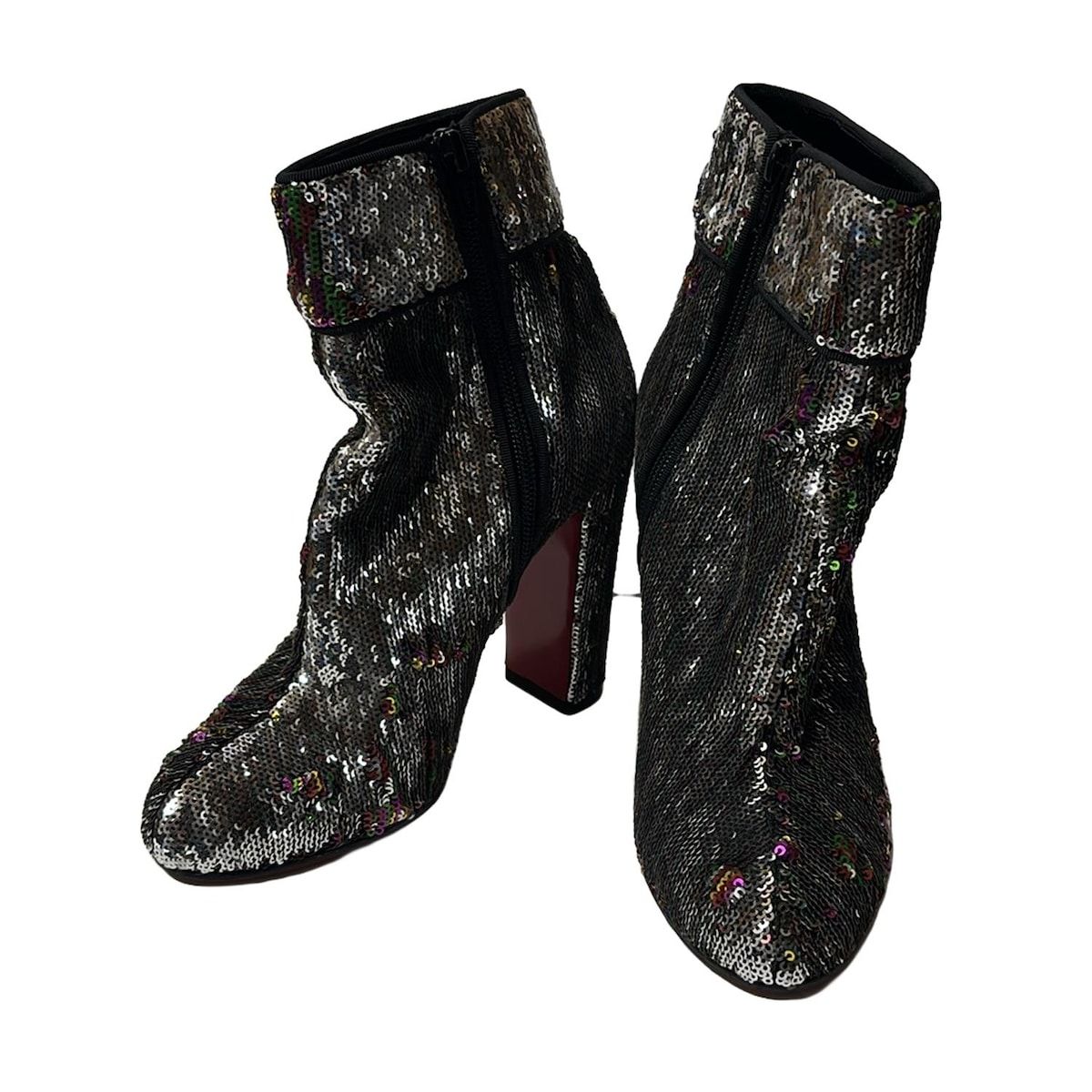 CHRISTIAN LOUBOUTIN クリスチャンルブタン ショートブーツ 36 レディース - シルバー×マルチ アウトソール張替済