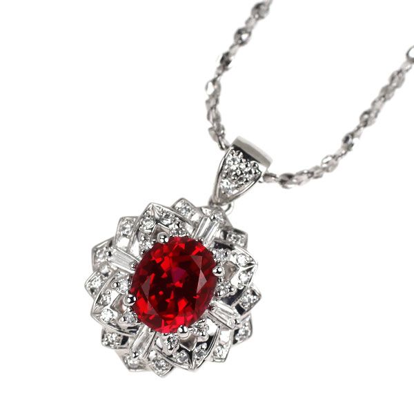 クレサンベール Pt950/ Pt850 再結晶 ルビー ダイヤモンド ペンダント