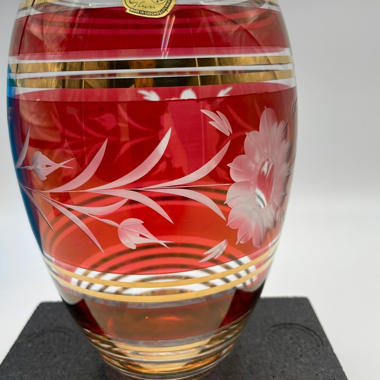 Bohemian Glass 】 ボヘミア グラス 「カリグラス」 ラスター ルビー 花瓶 フラワーベース 鑑賞 置物 美術品 未使用品 - メルカリ