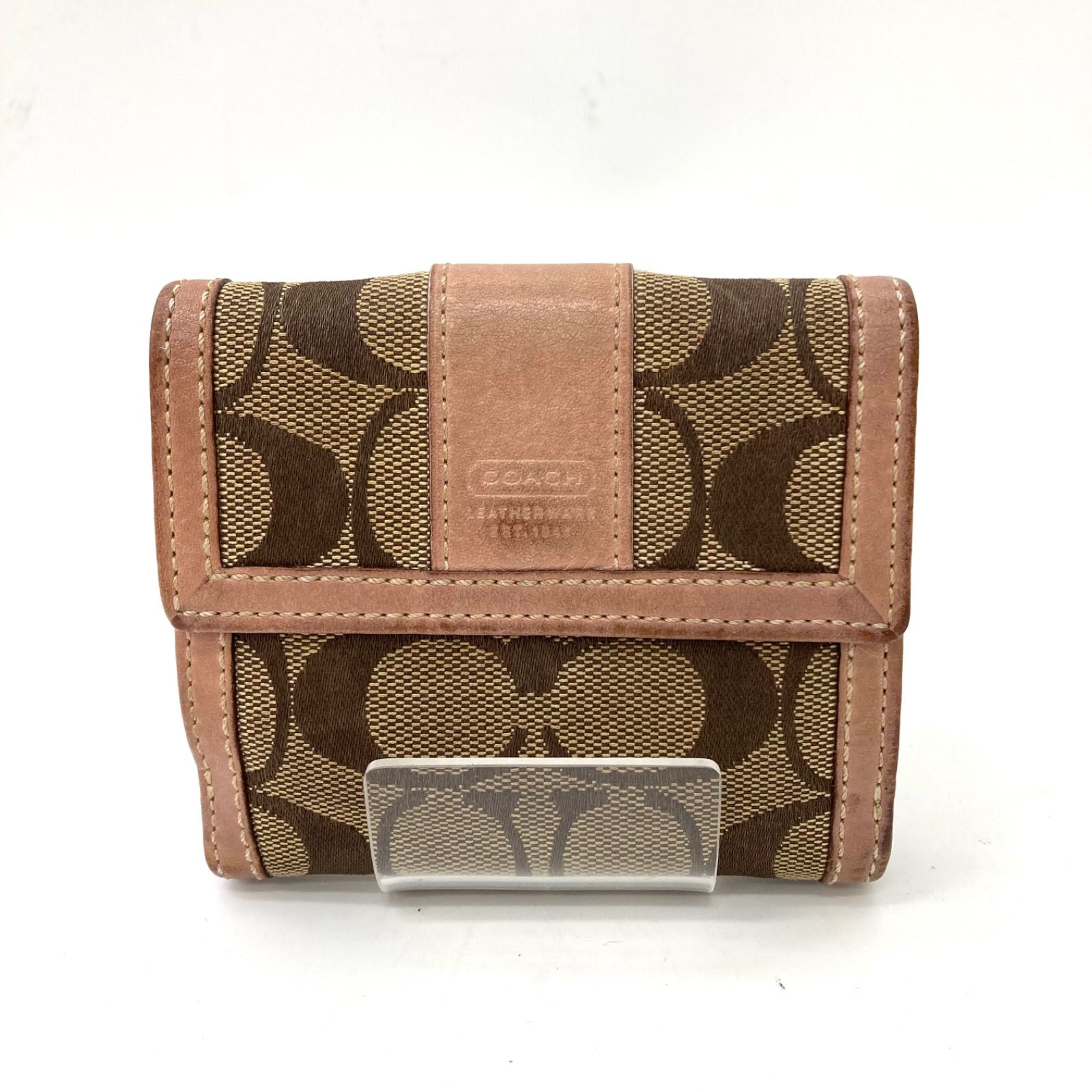 COACH】コーチ 三つ折り財布 シグネチャー ピンク ミニ財布 ジャンク