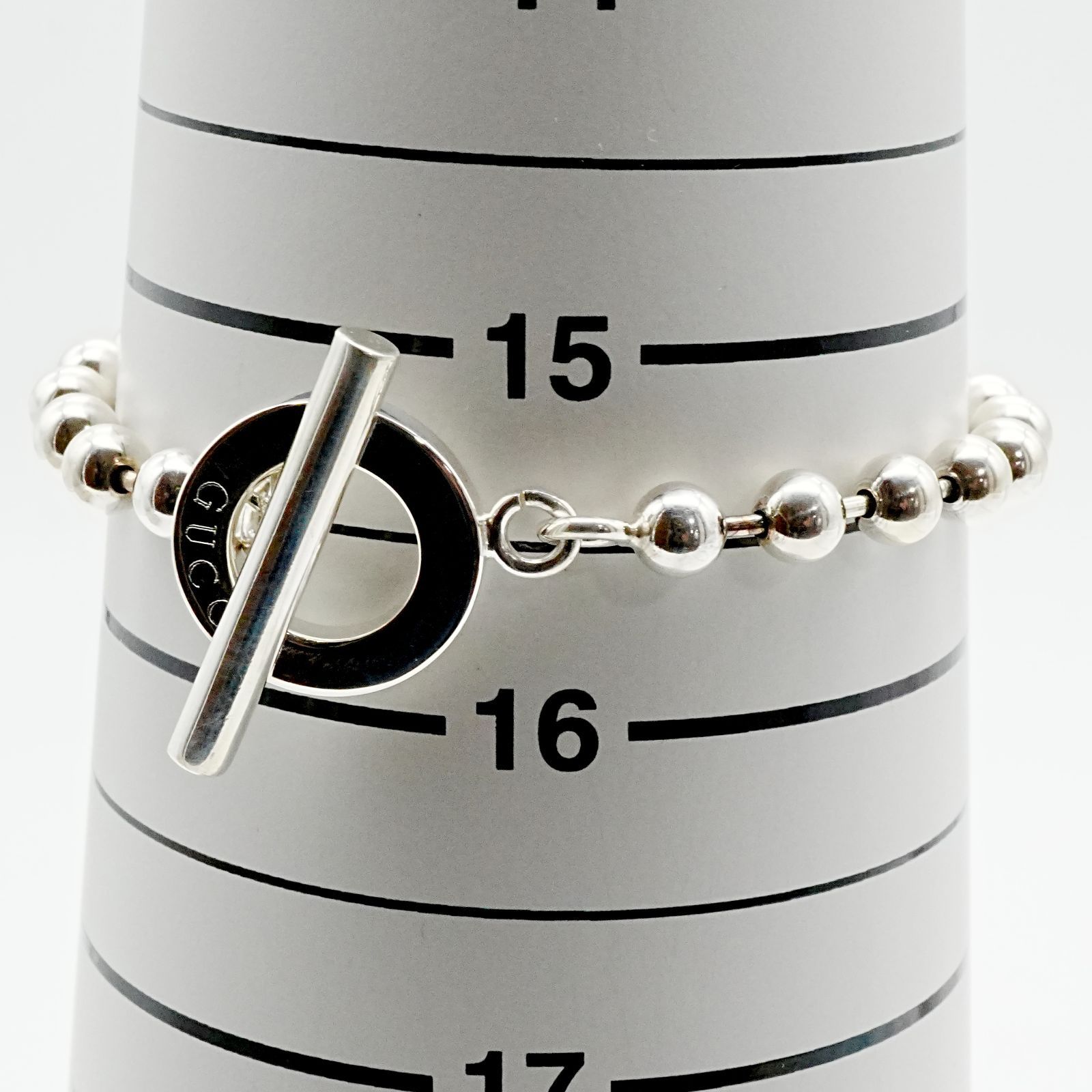 極美品 グッチ ボールチェーン トグル シルバー ブレスレット/25-382S