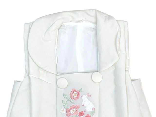 被布コート 単品 七五三 3歳 女の子 刺繍入り被布コート 合繊 白地 ピンク系うさぎ TYHF4355-02