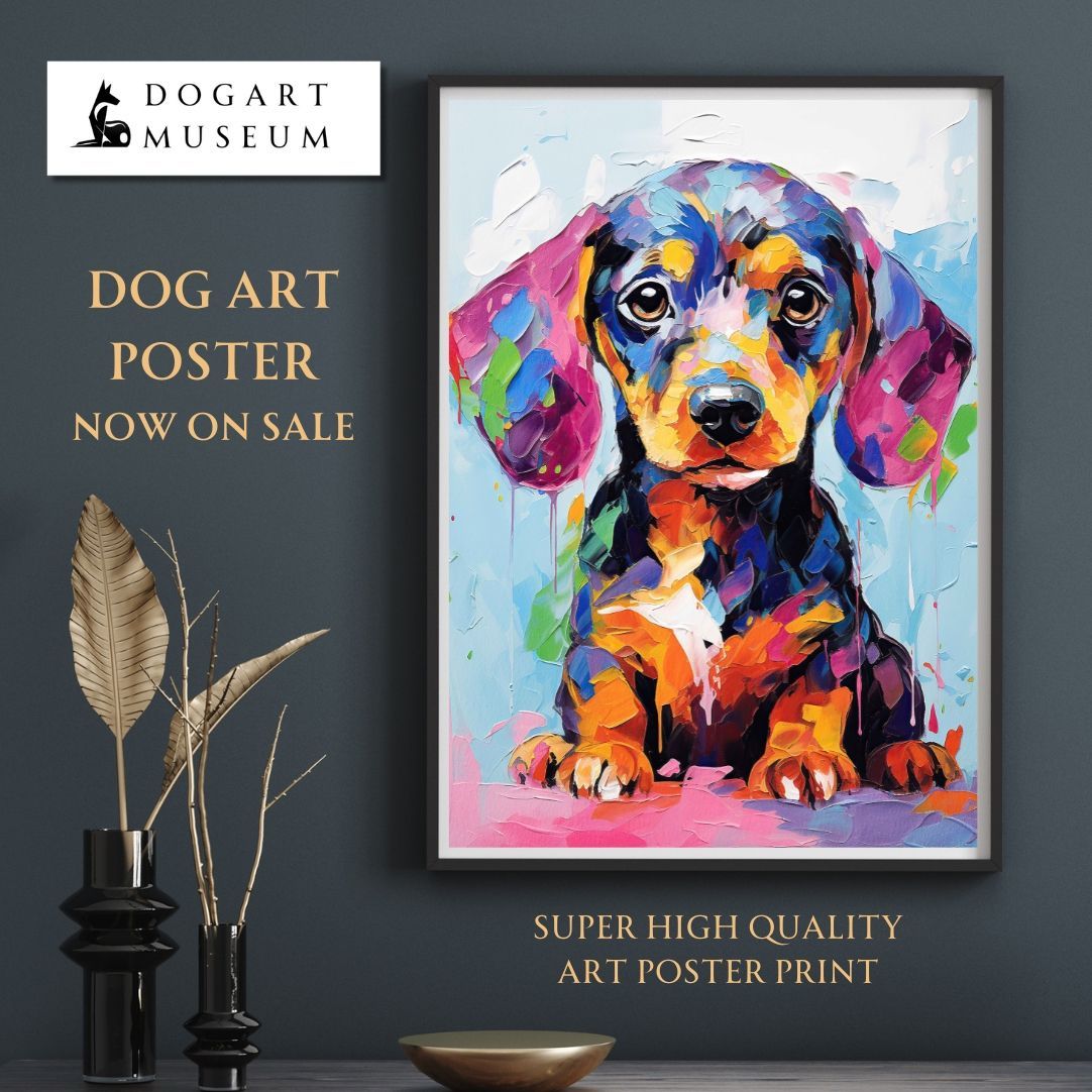 【まなざし - ダックスフンド犬の子犬 No.3】アートポスター 犬の絵 犬の絵画 犬のイラスト