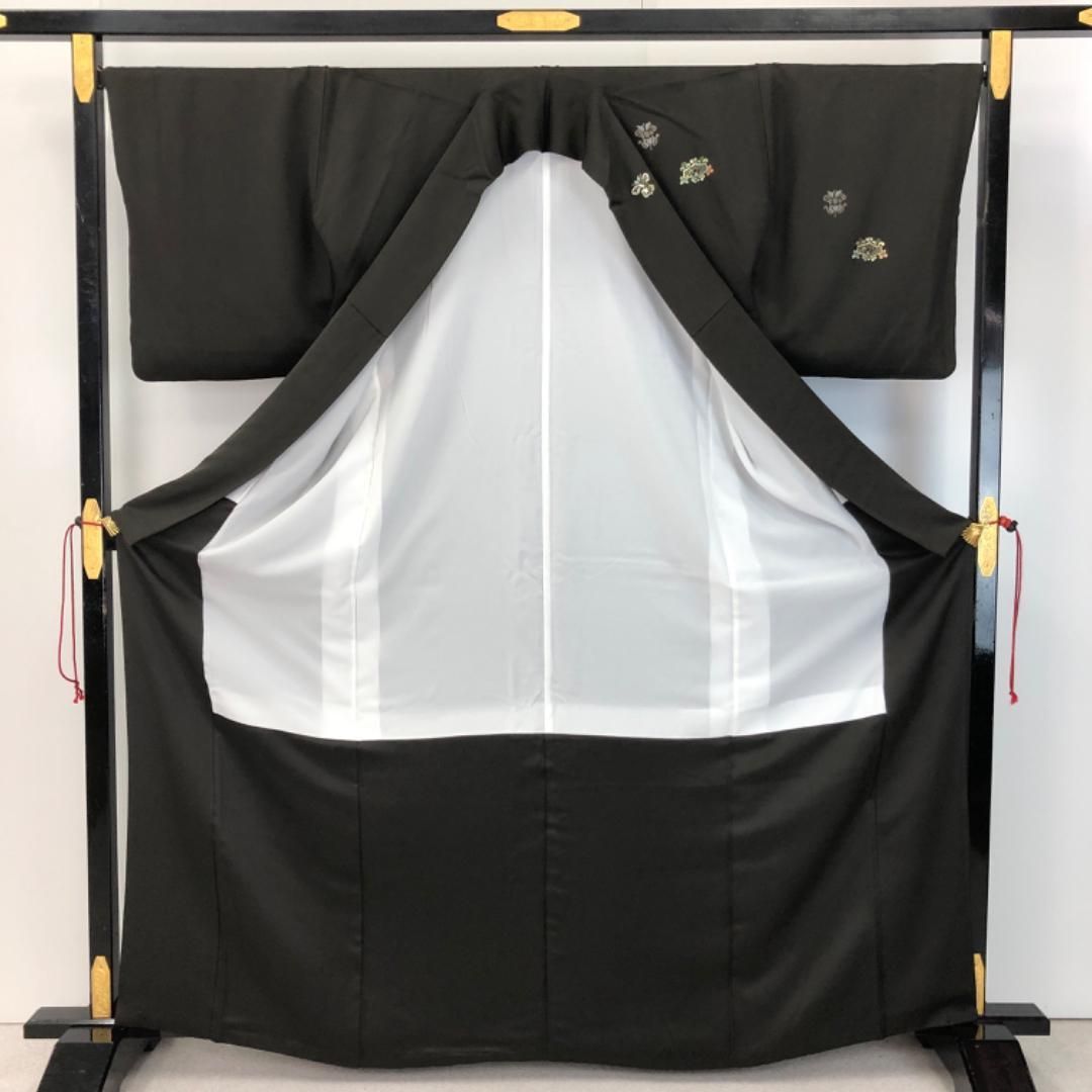 付下げ 刺繍 花模様 抽象模様 黒色 金糸 金銀彩 トールサイズ K-5282