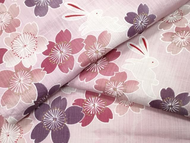 平和屋着物∴夏物 浴衣 舞桜跳兎 金彩 綿 CAAY4640ng