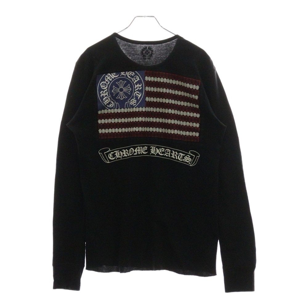 CHROME HEARTS ロングスリーブ　サーマルカットソー　星条旗　ブラック CHROME HEARTSクロムハーツスクロールサーマルロングスリーブT