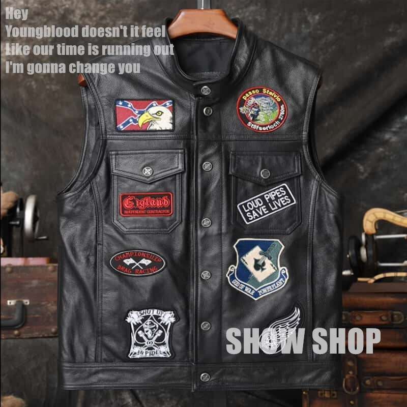 美品 メンズファッション アメカジ バイクレザー 上質牛革 カウハイド 