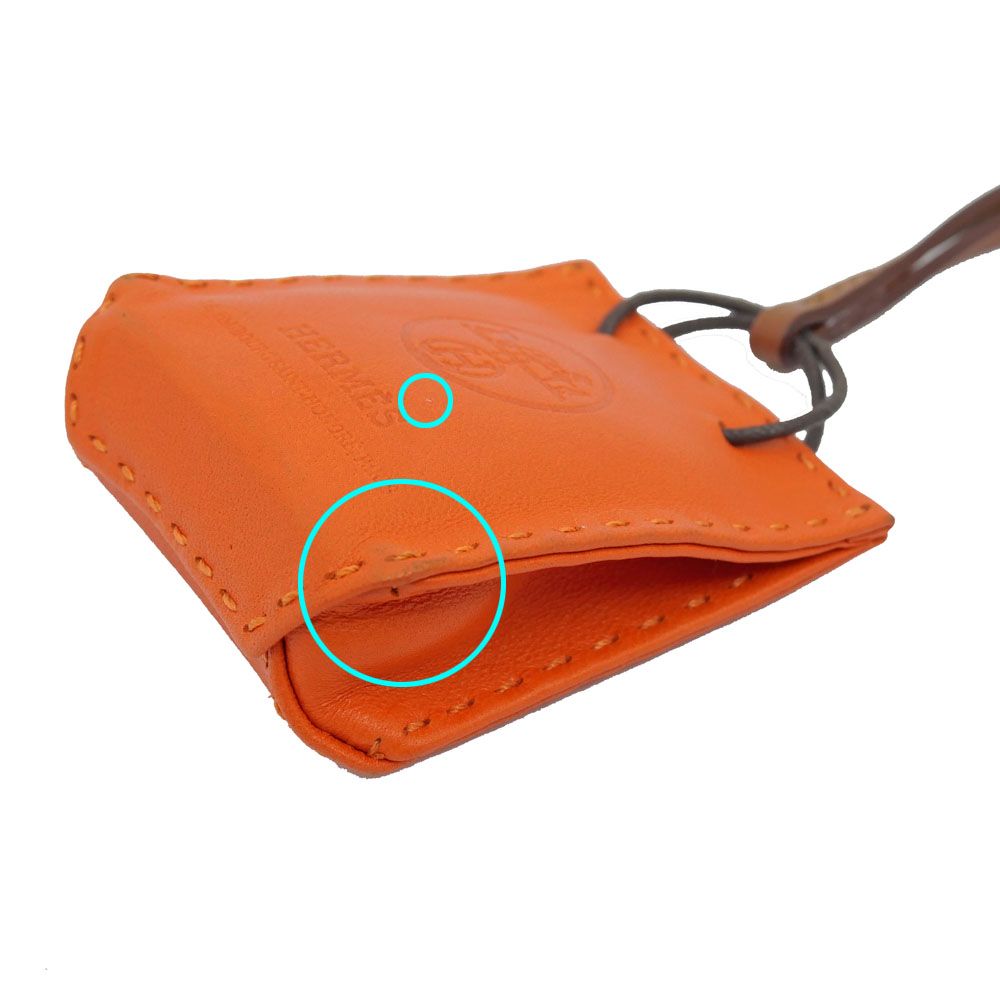 エルメス 小物 サックオランジュ バッグチャーム Ｄ刻印 ショッパー エルメス)サック・オランジュ オレンジショッパー型チャーム