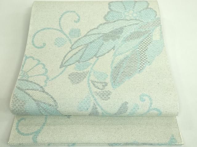 平和屋本店■極上　本場筑前博多織　大倉織物　誠之輔　八寸名古屋帯　スリーシーズン帯　草花紋紗　証紙付き　逸品　DZAB0021kh5 平和屋本店□極上 本場筑前博多織 大倉織物 誠之輔 八寸名古屋帯